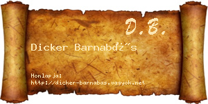 Dicker Barnabás névjegykártya